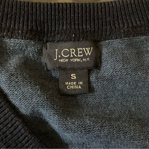 J.CREW 100% Cotton Men's Navy Blue V-Neck Sweater Size Small Preppy 90S Pullover - Picture 6 of 11